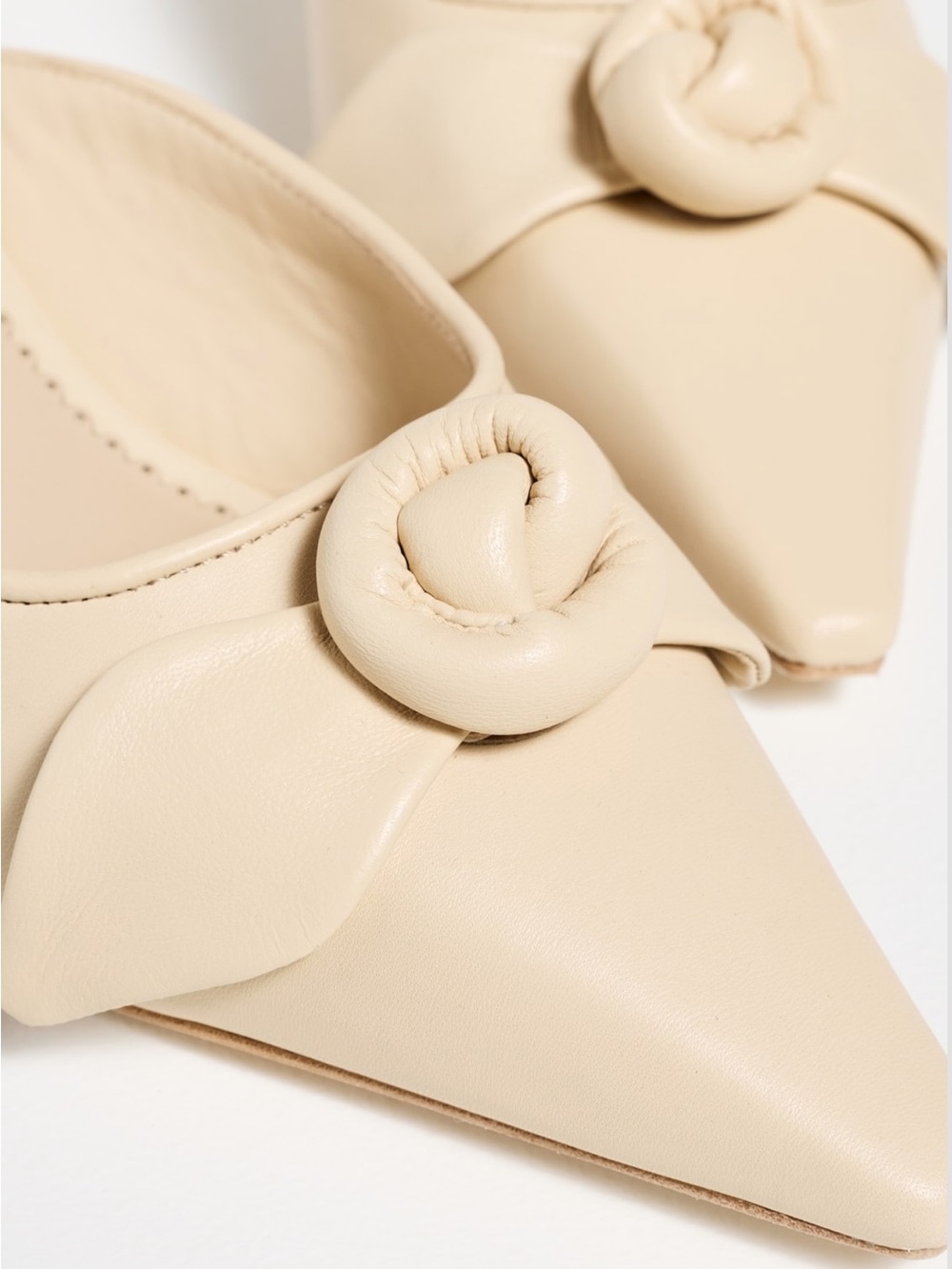 NEW Cinq à Sept Layla Knotted Rose Mule in Ivory - Picture 6 of 13